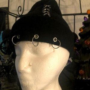 Black Pierced Rivet Corset Beanie Hat